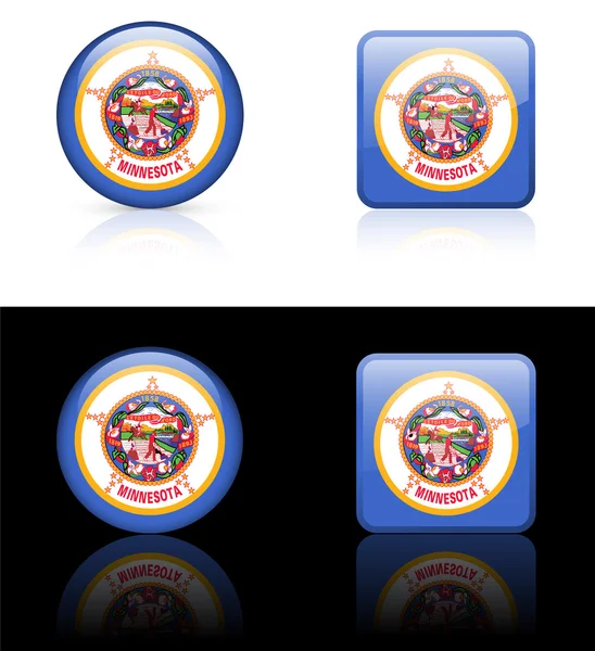 Icône de drapeau du Minnesota sur le bouton Internet — Image vectorielle