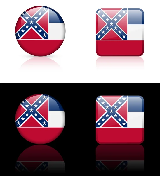 Icono de la bandera de Mississippi en el botón de Internet — Vector de stock