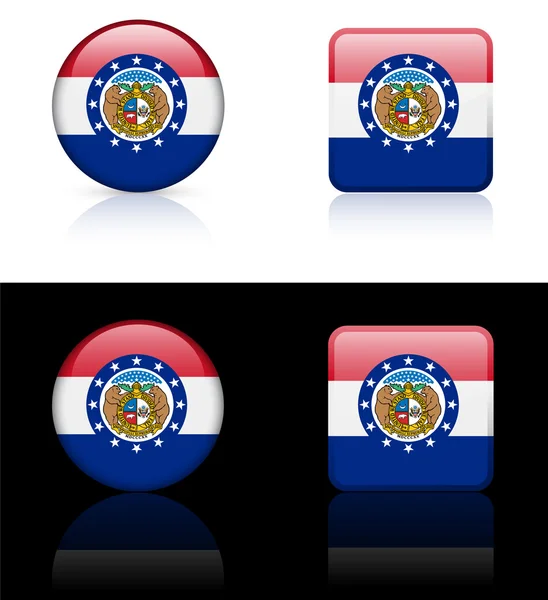 Ícone da bandeira de Missouri no botão da Internet — Vetor de Stock