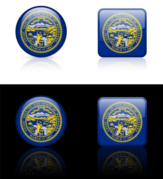 Nebraska Icon Flag on Internet Button — Stock Vector