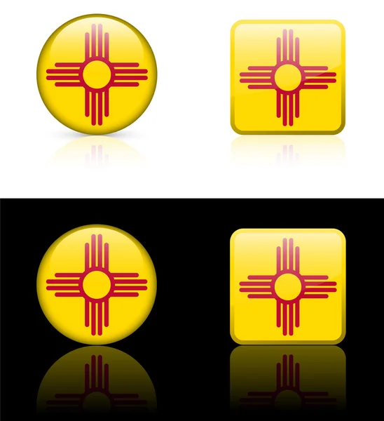 New Mexico Flag Icon on Internet Button — Stock Vector