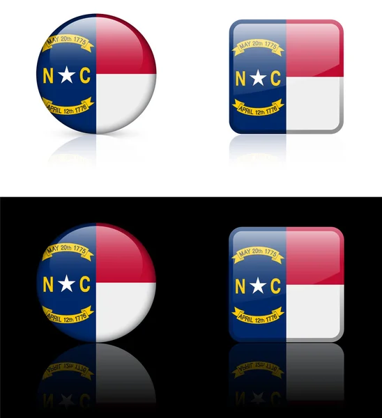 Severní Karolína vlajka ikonu na tlačítko internet — Stockový vektor