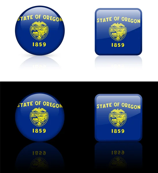 Icona bandiera Oregon sul pulsante Internet — Vettoriale Stock