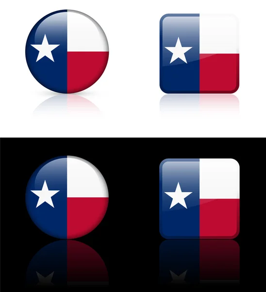 Icona Bandiera Texas su Pulsante Internet — Vettoriale Stock