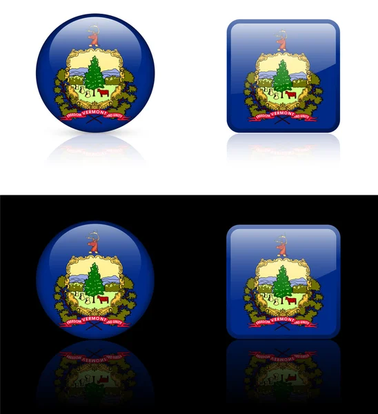 Vermont vlajka ikonu na tlačítko internet — Stockový vektor