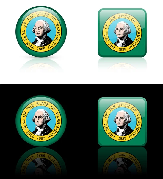 Icono de la bandera de Washington en el botón de Internet — Vector de stock