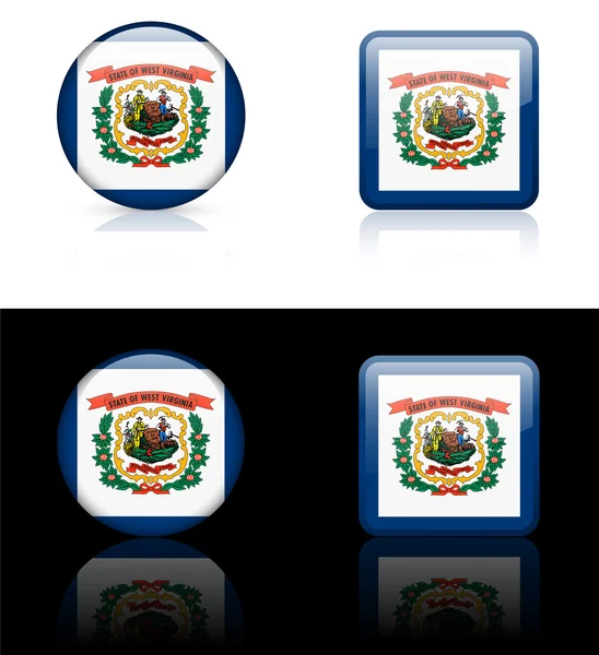 西弗吉尼亚州国旗图标上互联网按钮 — 图库矢量图片