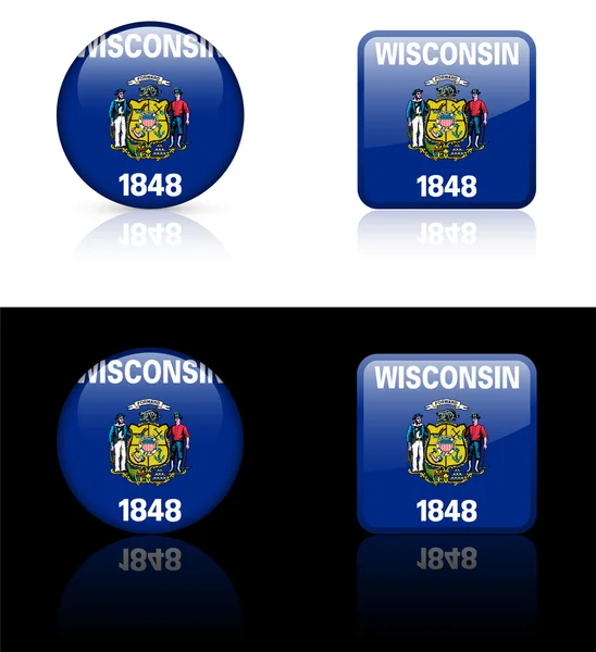 Wisconsin Flag Icon on Internet Button — Stock Vector