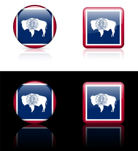 Icona bandiera Wyoming sul pulsante Internet — Vettoriale Stock