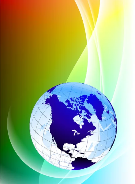 Globe op abstracte kleur achtergrond — Stockvector