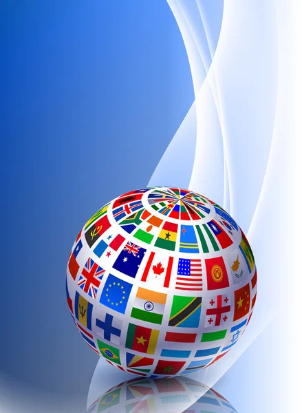Bandiera Globe su sfondo di colore astratto — Vettoriale Stock