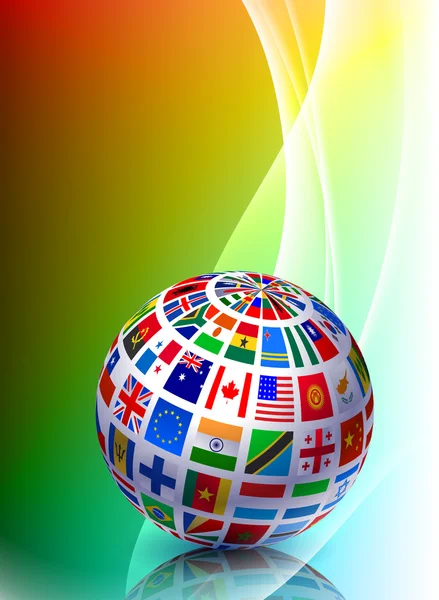 Flag Globe on Abstract Color Background — Stock Vector