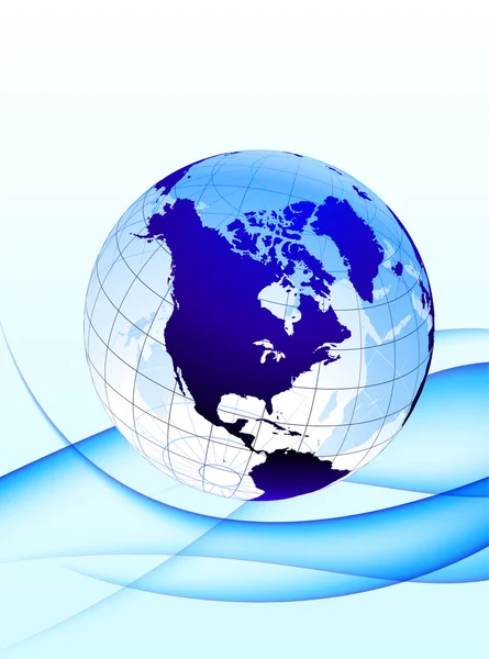 Globe sur fond bleu abstrait — Image vectorielle