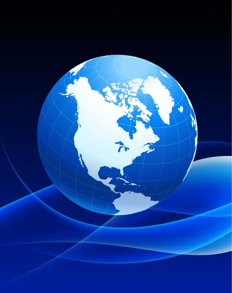 Globe op abstracte blauwe achtergrond — Stockvector