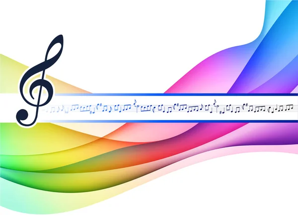 Μουσική σημείωση σε αφηρημένη πολύχρωμο φόντο — Διανυσματικό Αρχείο