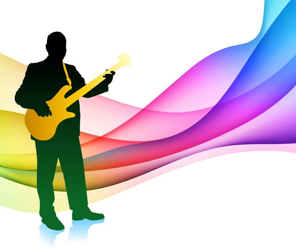 Gitarrist auf farbenfrohem abstrakten Hintergrund — Stockvektor