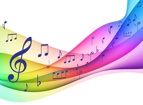 Цветная спектрумволна с музыкальными нотами Оригинальный вектор — стоковый вектор