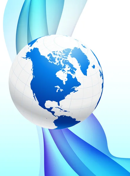 Globus auf abstraktem blauem Hintergrund — Stockvektor