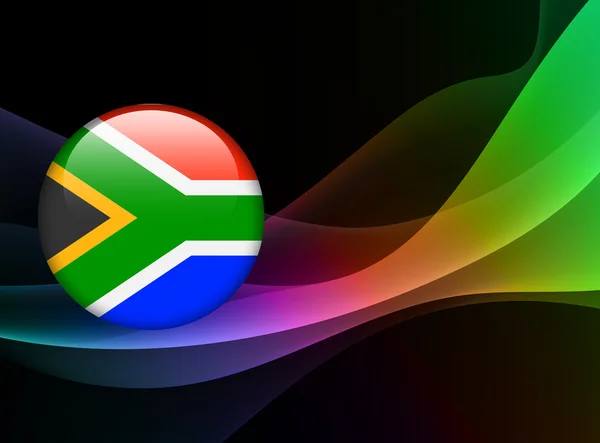 Icona bandiera sudafricana sul pulsante Internet — Vettoriale Stock