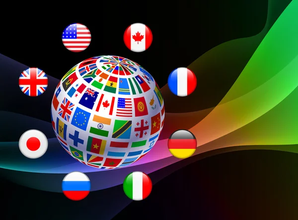 Flag Icon Globe on Abstract Background — Stock Vector