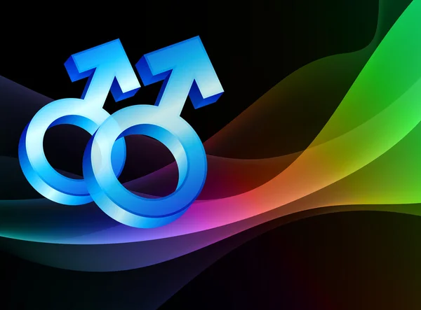 Homosexuales Símbolos de Género Masculino en Fondo Abstracto — Vector de stock