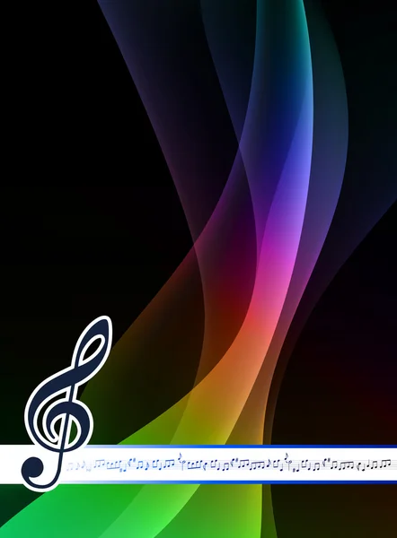 Musical Note on Abstract Spectrum Background — Stock Vector