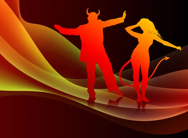Devil Party on Abstract Background — Stockvector
