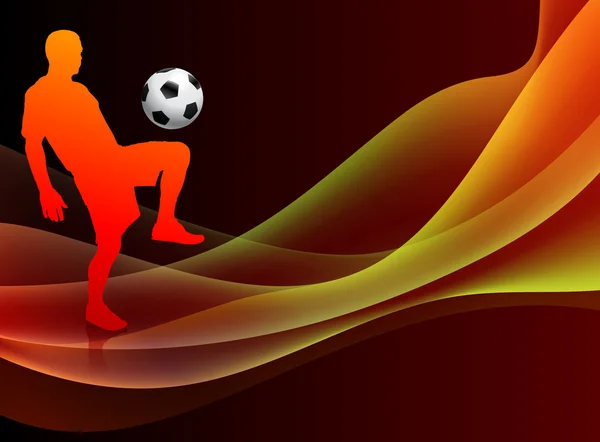 抽象的な背景がオレンジ色にサッカーの選手 — ストックベクタ