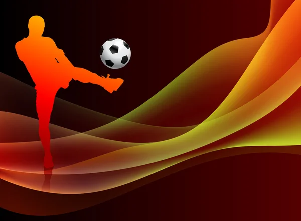 Fußballer auf abstrakt orangefarbenem Hintergrund — Stockvektor