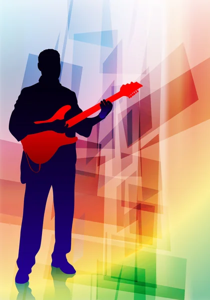 Bass Musician on Abstract Background — Stock Vector