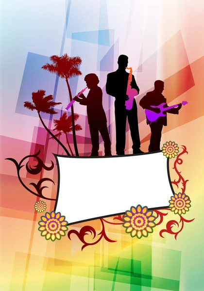 Live Music Band on Abstract Background — Stock Vector