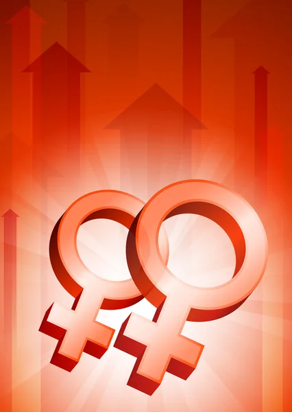Kırmızı ok arka planda lezbiyen sembolleri — Stok Vektör