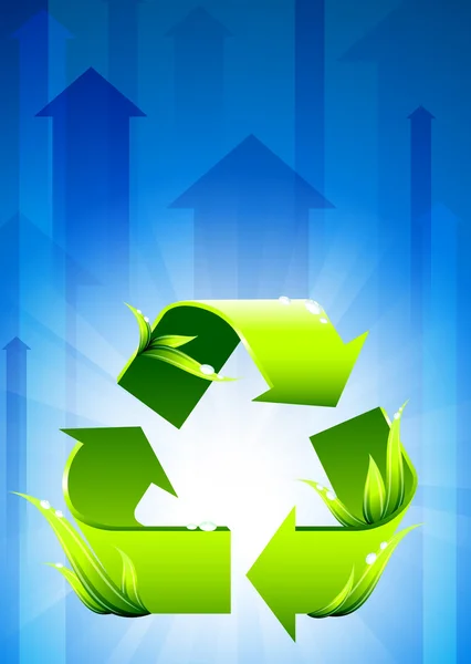 Recycle on Blue Arrow Background — Stock Vector