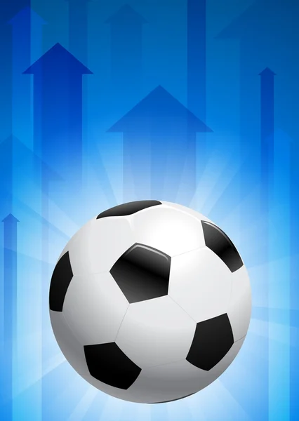 Μπάλα ποδοσφαίρου σε φόντο μπλε βέλος — Διανυσματικό Αρχείο