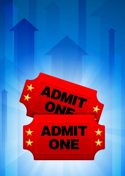 Bilhetes de admissão em fundo de seta azul — Vetor de Stock
