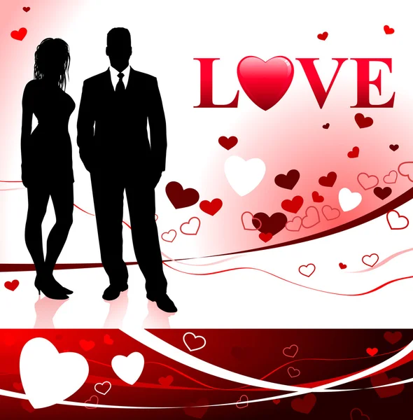 Casal jovem no fundo do amor — Vetor de Stock
