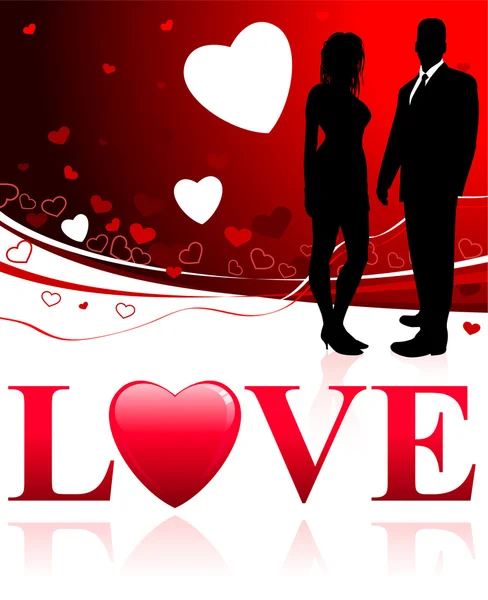 Giovane coppia su sfondo astratto amore — Vettoriale Stock