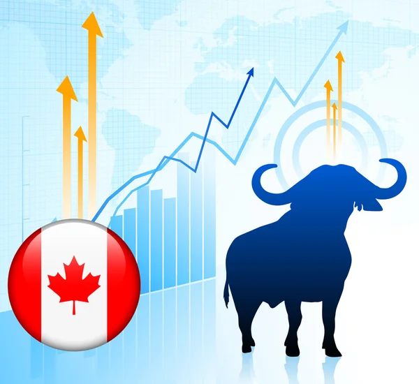 Ταύρο της αγοράς με τον Καναδά internet κουμπί — Διανυσματικό Αρχείο