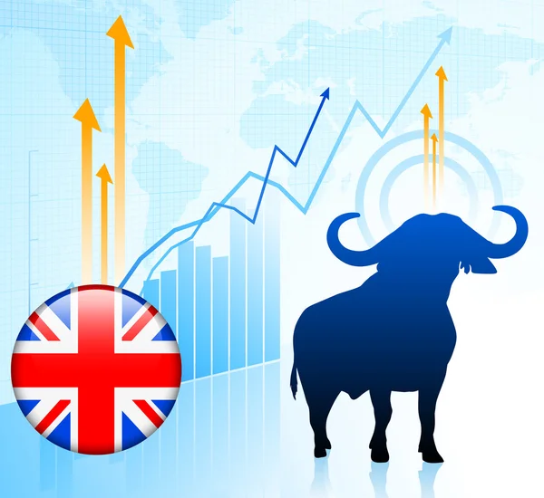 Bullmarkt op Britse internet knop — Stockvector