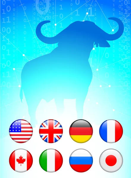 Mercado de touros com botões de bandeira da Internet — Vetor de Stock