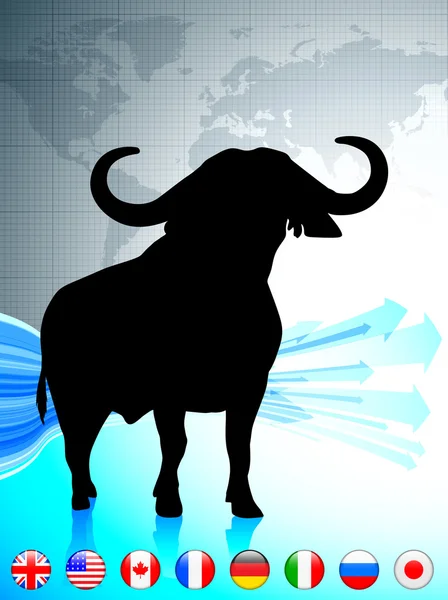 Bullmarkt met internet vlag knoppen — Stockvector