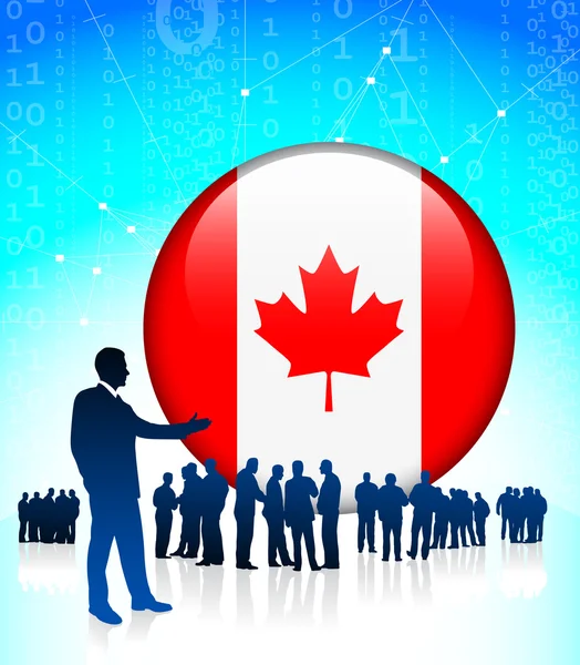 Équipe d'affaires avec bouton Internet du Canada — Image vectorielle