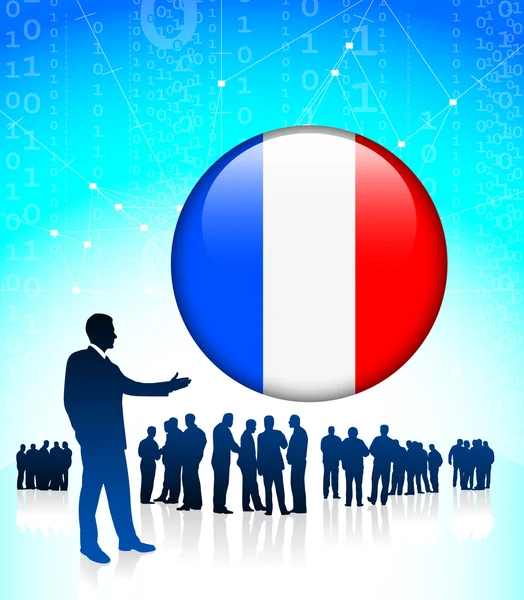Imprenditore Leader con Pulsante Internet Francese — Vettoriale Stock