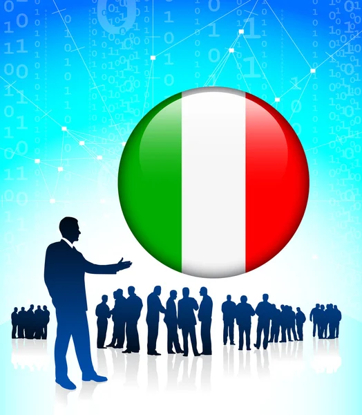 Business leider met Italië internet knop — Stockvector