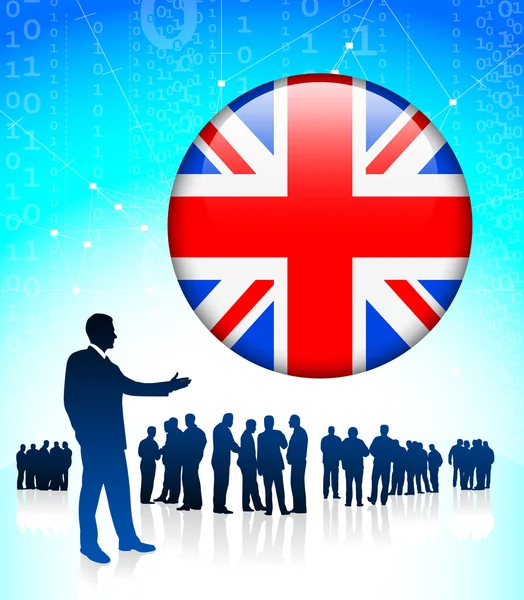 Business leider met Britse internet knop — Stockvector