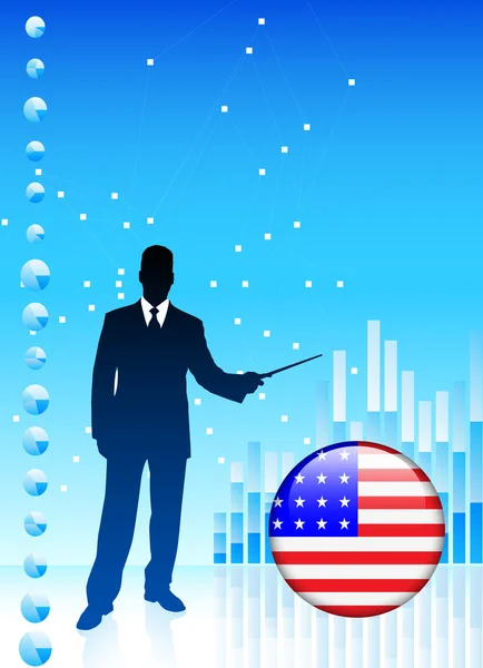 Αμερικανό επιχειρηματία στο οικονομικό υπόβαθρο — Διανυσματικό Αρχείο