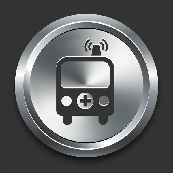 Metal internet düğme simgesine ambulans — Stok Vektör