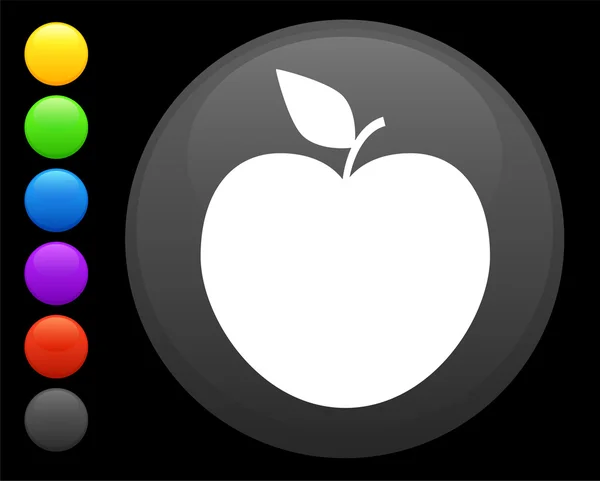 インターネットの丸いボタン上のアップル アイコン — ストックベクタ