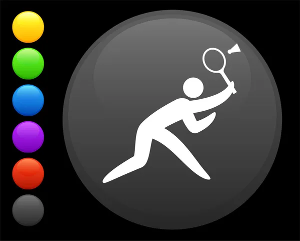 Yuvarlak internet düğme simgesine badminton — Stockvector