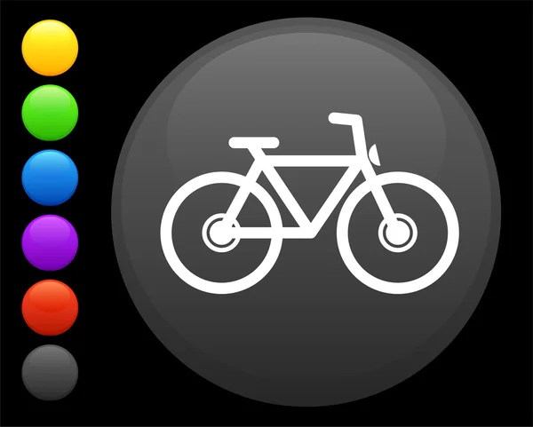 Значок велосипеда на круглой кнопке интернета — стоковый вектор